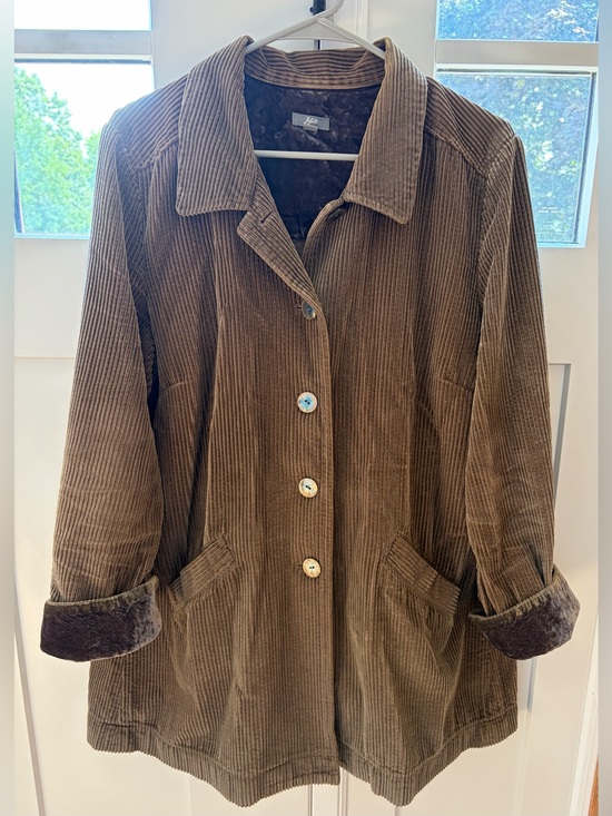 J. Jill Jackets & Blazers - Vintage J. Jill Jacket Brown Corduroy Button Front Velvet Car Coat Swing Large
